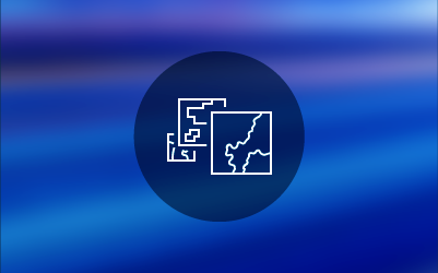 多色背景上圆圈内的三层地图切片