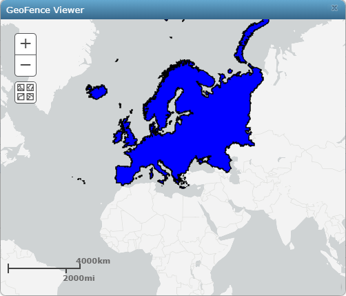 使用 GeoEvent Manager 中的 GeoFence Viewer 查看地理围栏。